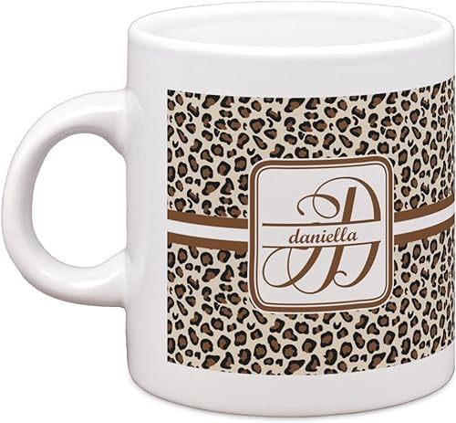 Miniatura 2 de RNK Shops Taza de espresso personalizada con estampado de leopardo de un solo tiro, 3 oz.