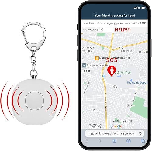 PAPASAFETY Dispositivos de protección personal para mujeres con aplicación, alarma de seguridad de 130 dB, conexión Bluetooth, correo electrónico de