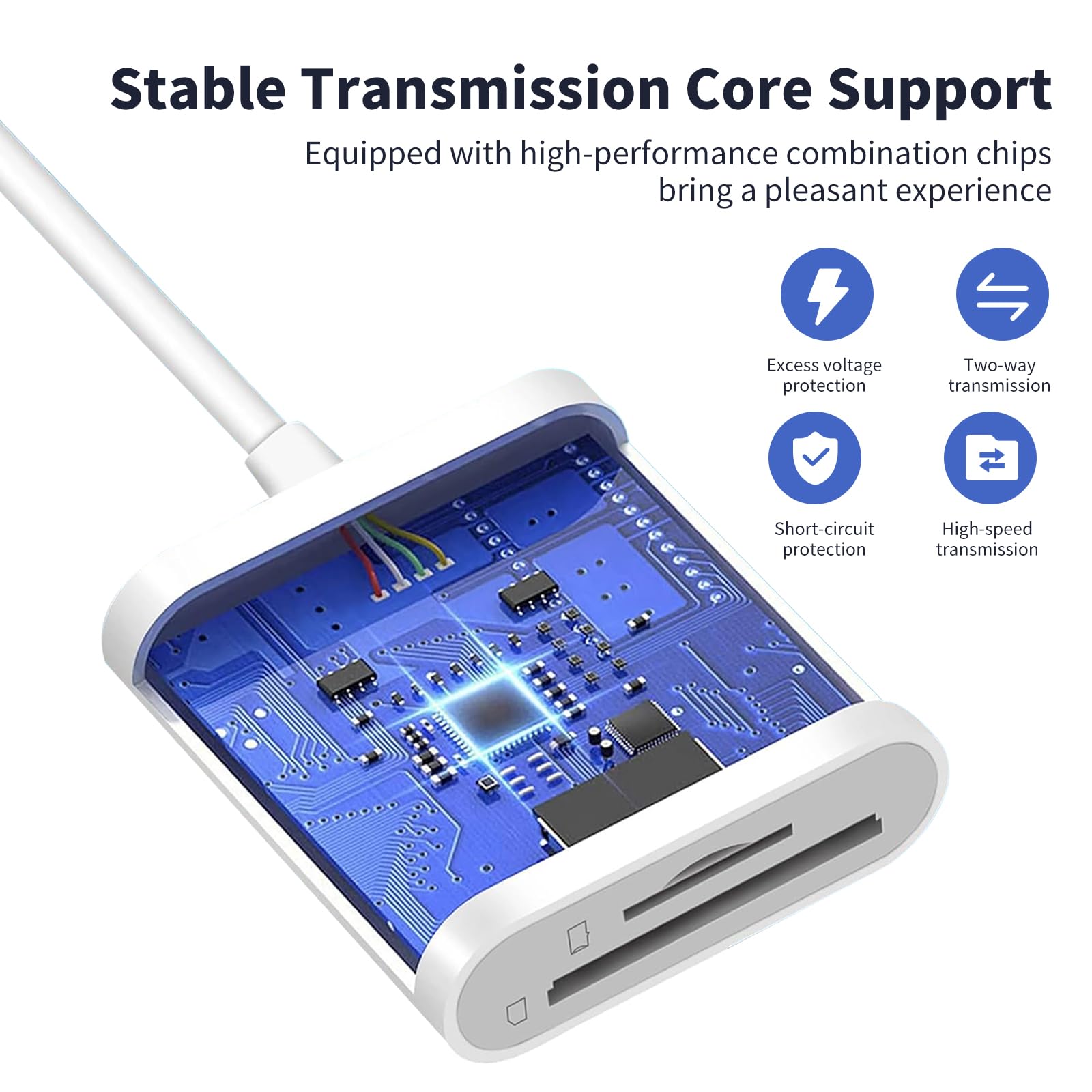 USB C SD Card Reader, Type C Card Reader with Dual Slot Memory Card Reader Trail Camera Viewer USB C to SD Card OTG Adapter for iPhone 15 16/iPad/MacBook/Mac, and More Type-C Devices, Plug and Play — view 5