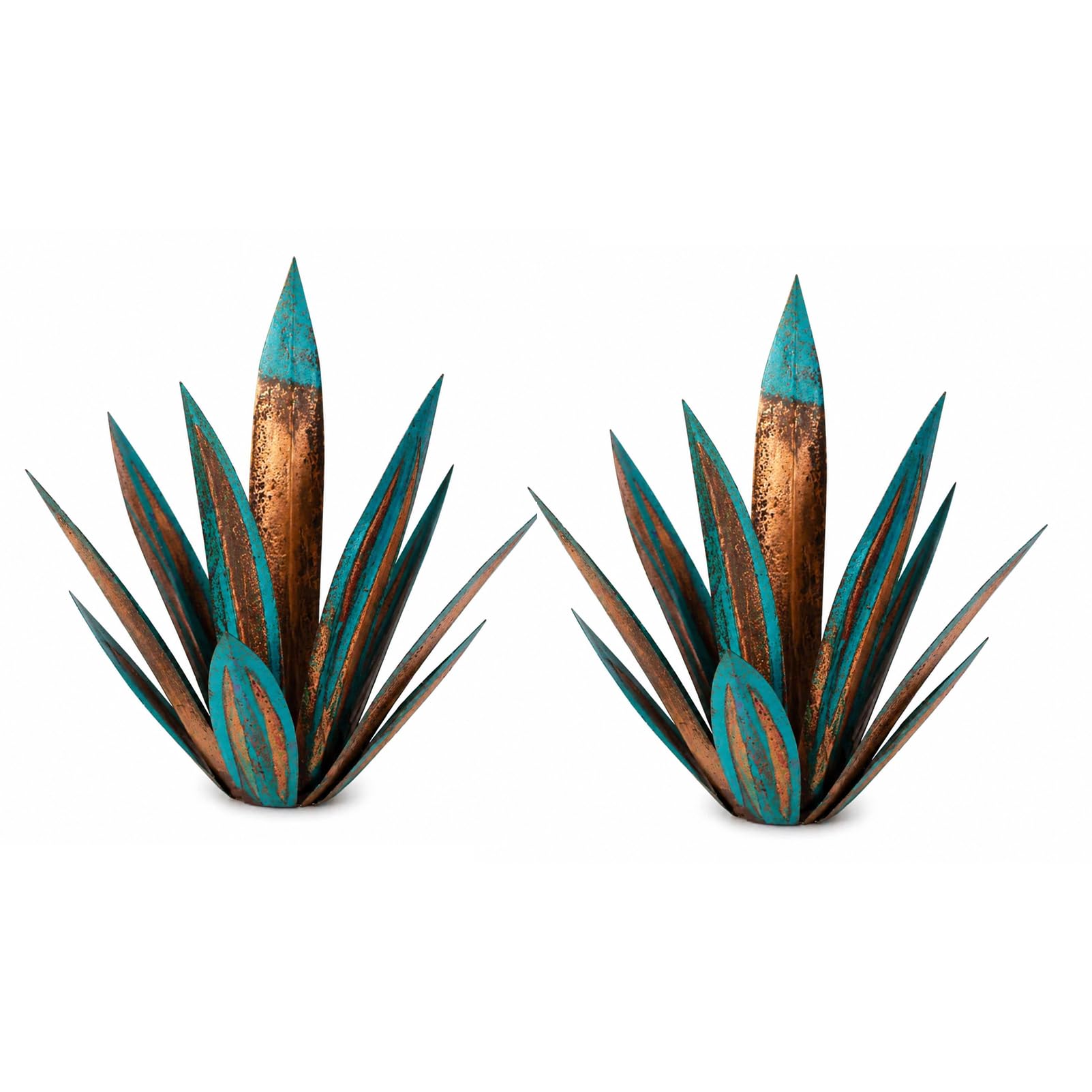 Statue da Giardino di Agave in Metallo da 35 Cm Set da 2 Pezzi – Arte da Giardino Durevole E Resistente alle Intemperie, Scultura Artigianale per Patio, Cortile, Prato E Decorazione Interna