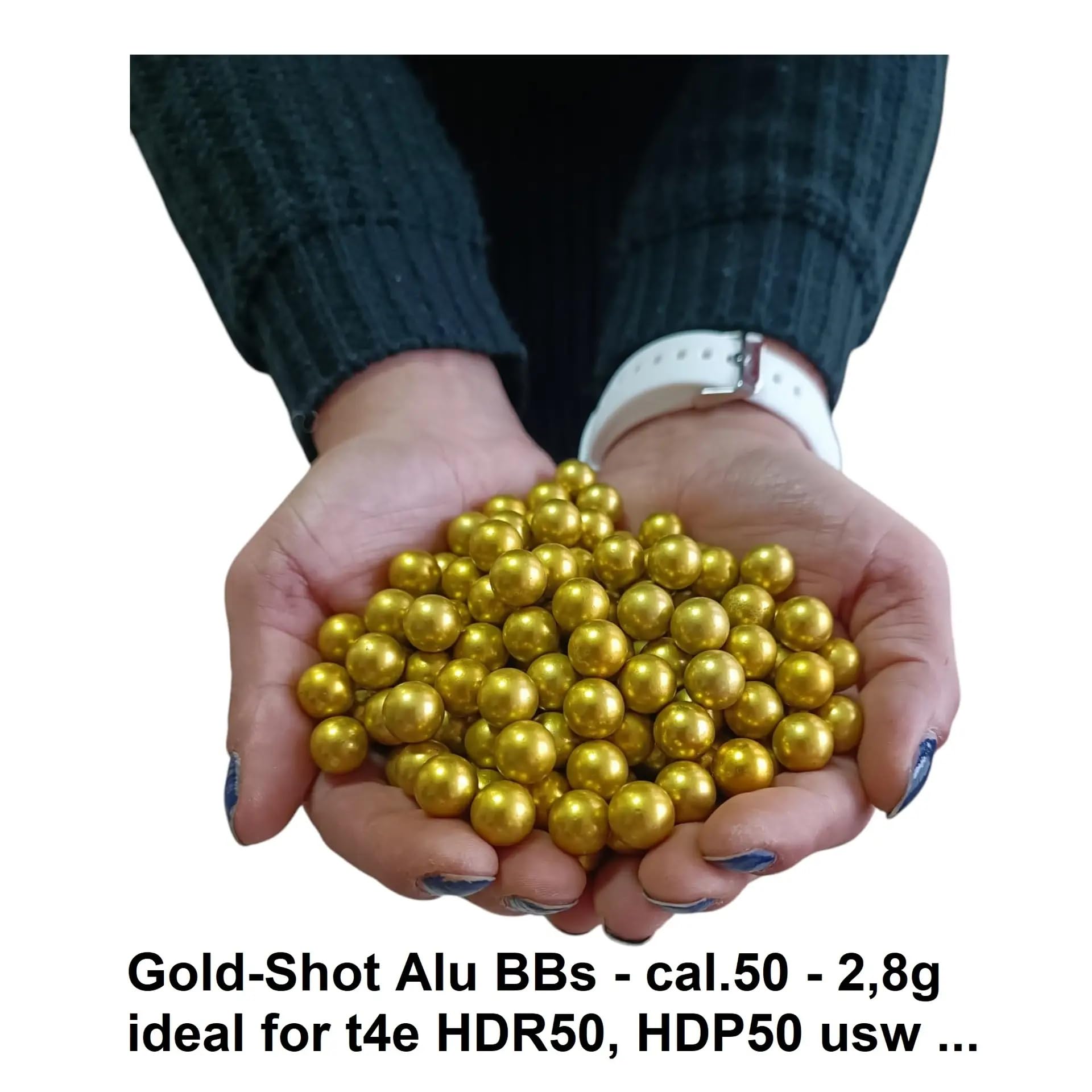 TECH23 GoldShot Performance Alu BBS Cal.50 – 2,8 g - Metall Kugeln Kaliber 50 für t4e & alle magfed Marker im Kaliber 50 - Besser als Stahlkugeln! - 100 oder 500 Stück