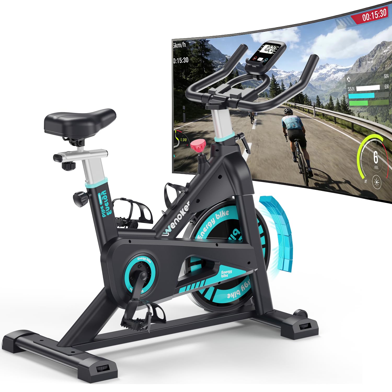 WENOKER Heimtrainer Fahrrad, Magnet-Ergometer bis 160 kg | Unter 15 dB, 80 % vormontiert, Aufbau ca. 25 Min, Für 143–192 cm, Magnetwiderstand, 16 cm Sitzverstellung, 2 Jahre Service
