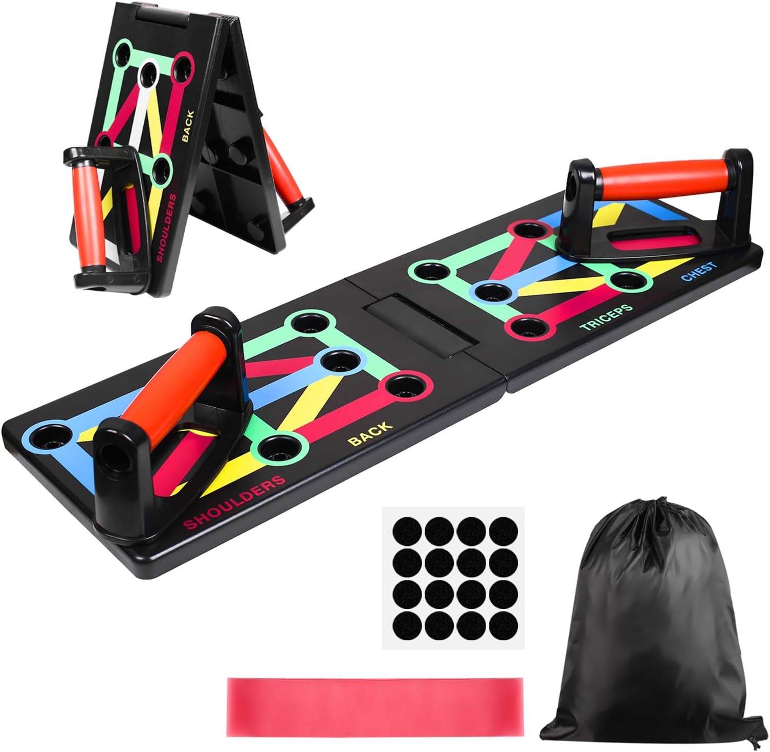 GOAMZ 12 in 1 Folding Push Up Board with Push Up Handles for Home Fitness, Portable, Non-Slip