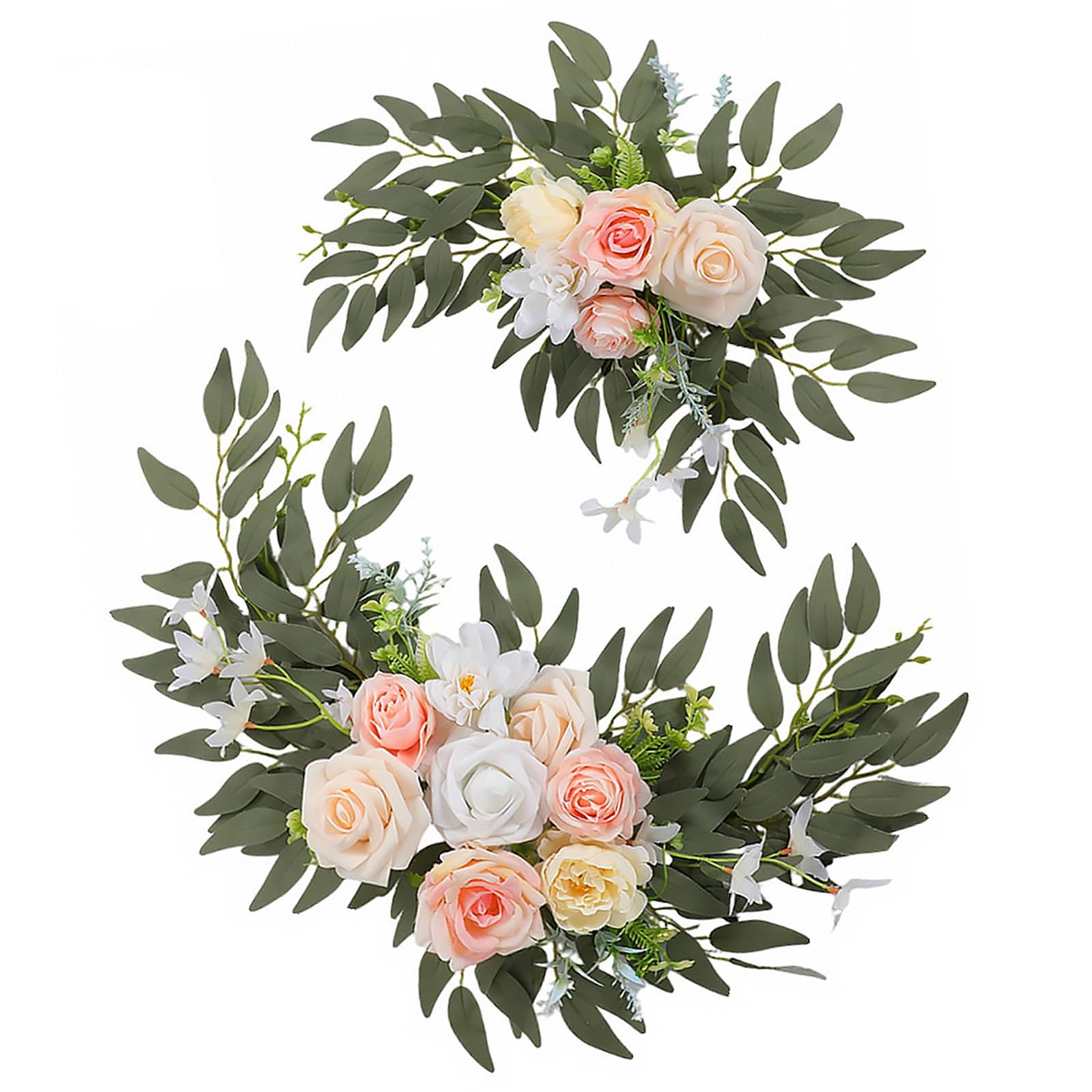 Arreglos de rosas artificiales para boda que decoran el arco de entrada sin marchitarse