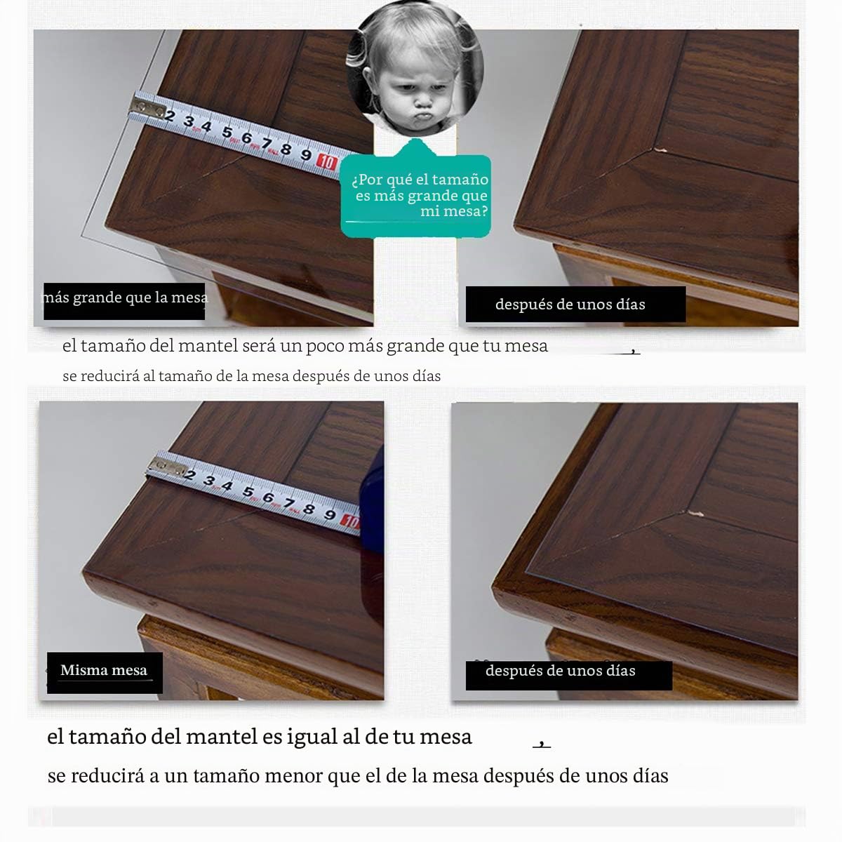 Mantel Redondo de PVC Impermeable 2 mm de Grosor Dia.90 cm Cubierta de Mesa Redonda anticaliente Mantel de PVC Transparente para Cocina Comedor Muebles de Madera Cubierta