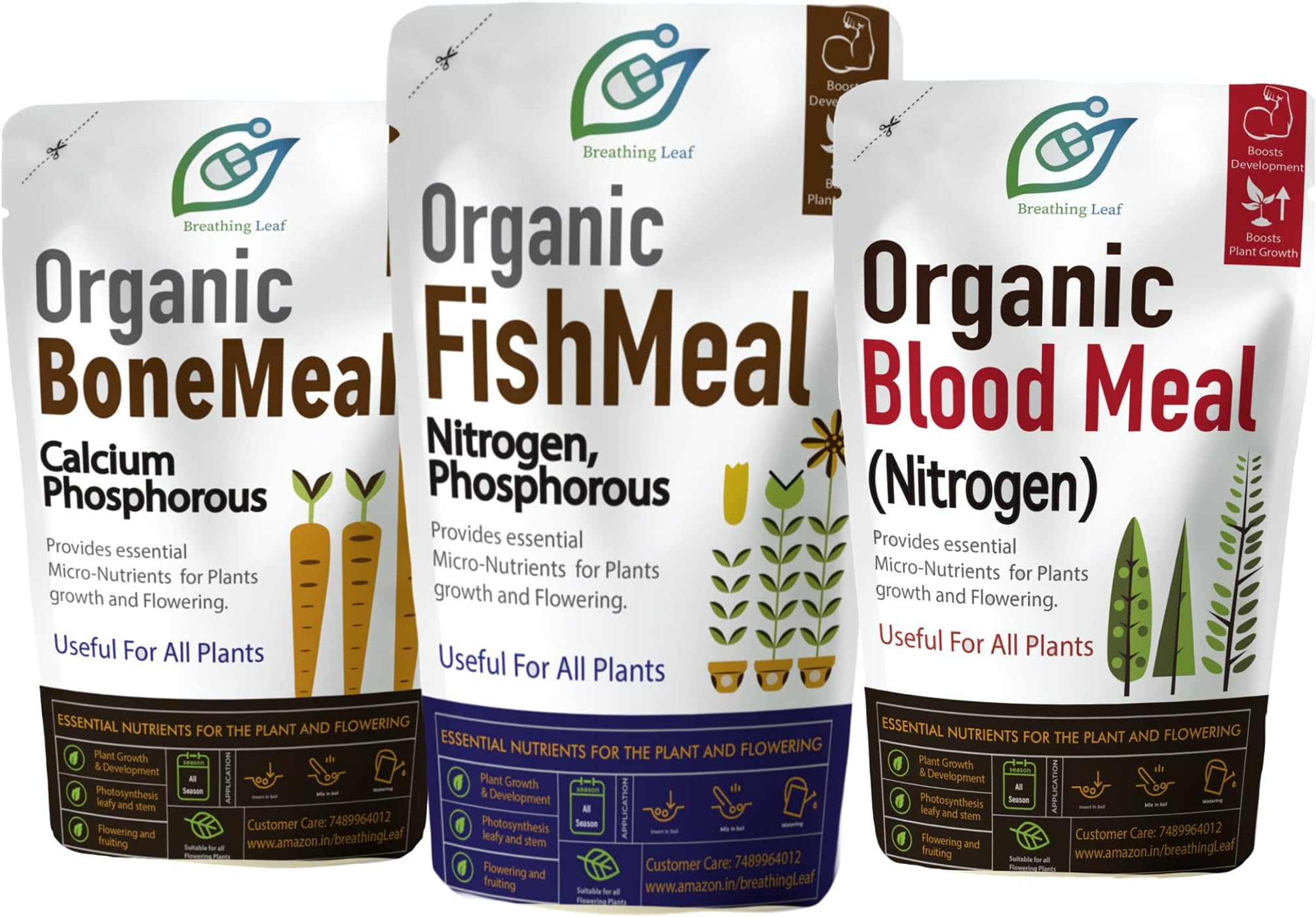 - Natural and Organic Source of NPK - Combination of Blood Meal, Fish Meal and Bone Meal for plants | (600 gm each)