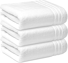 Towelogy® Commercial Grade Bath Sheets Large Size (100x150cm) 100% Egyptian Cotton Super Soft & Absorbent Body Wrap Shower Towels for Bathroom (Dove White, 3)