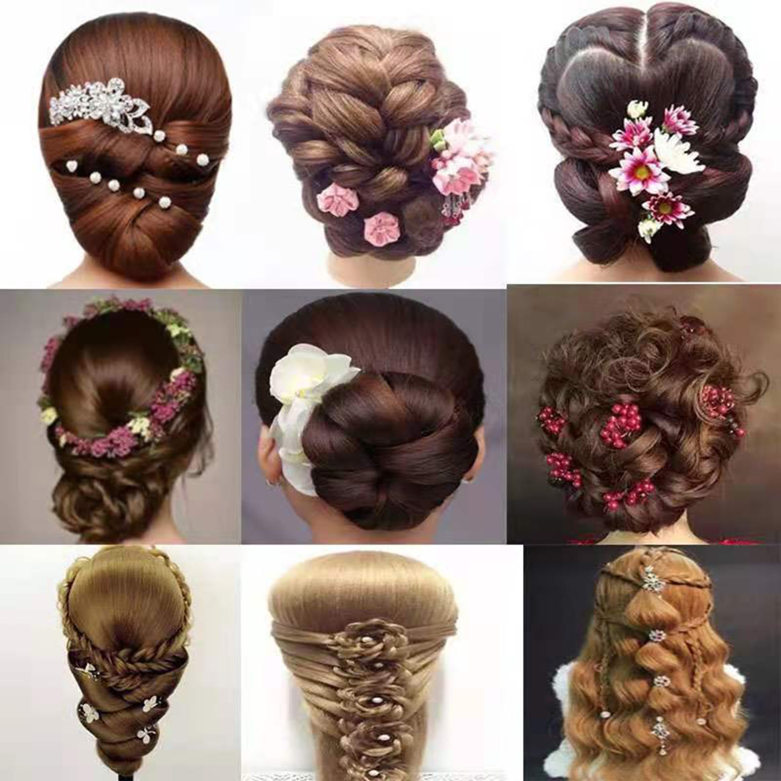 Brrnoo Testa di Manichino di Addestramento per Capelli con Capelli Umani, Ideale per Intrecciare, Updo, Pratica del Trucco per Praticare i Capelli (BROWN)