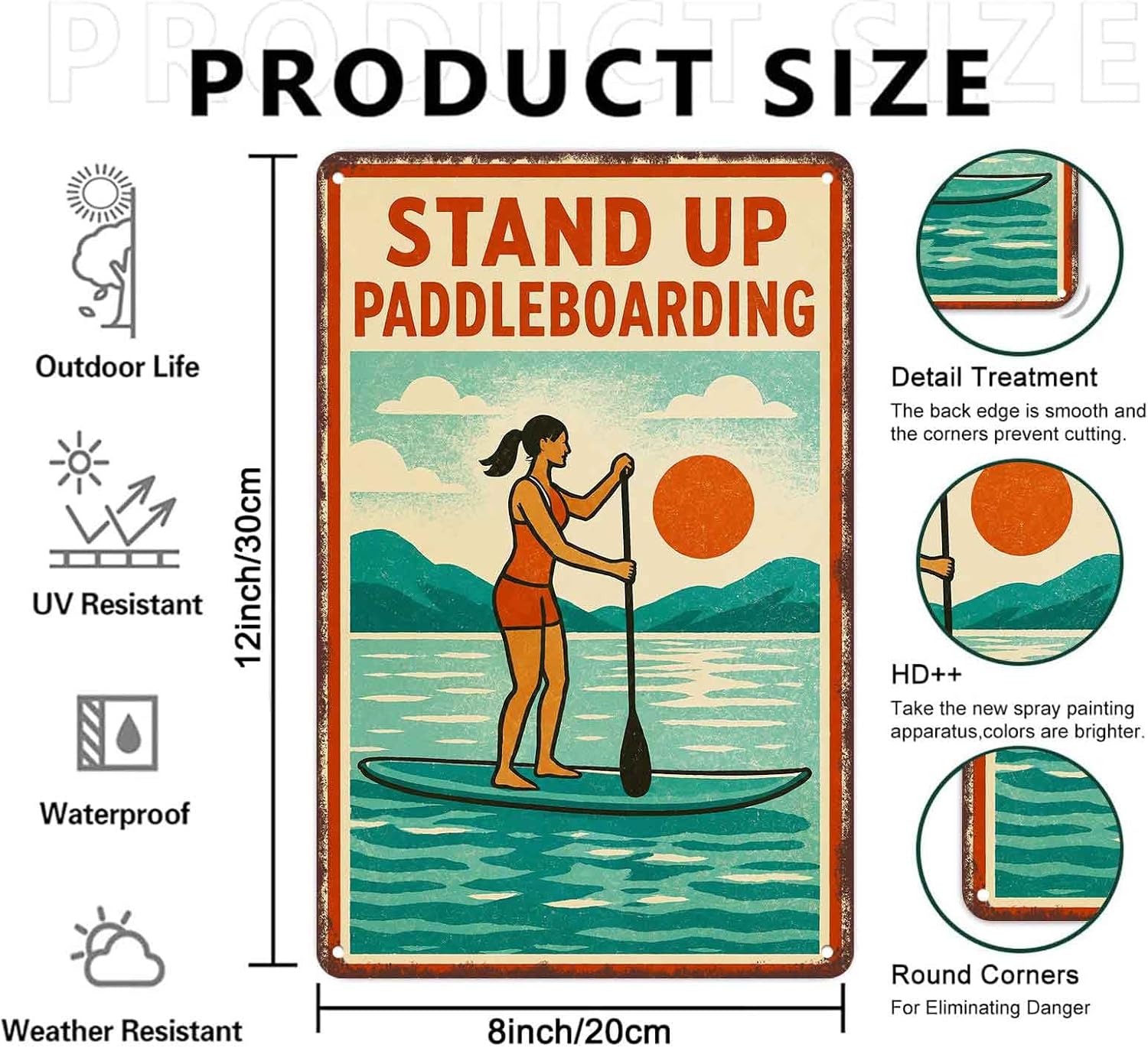 Stand Up Paddleboarding Aluminum Metal Sign 8 x 12 Inch image 2
