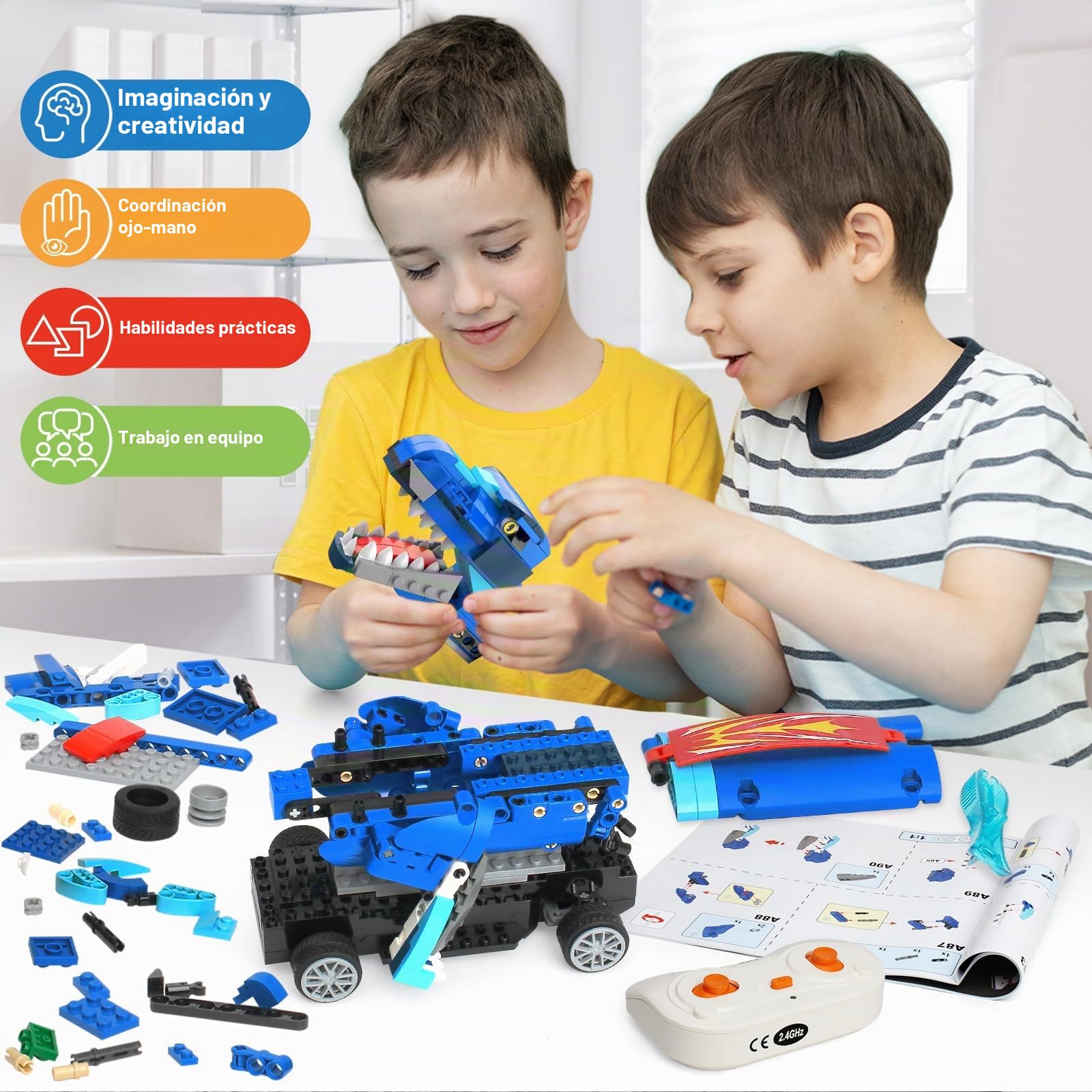 Yerloa Dinosaurios Juguetes Niños 6 Años, 343 Piezas Bloques Construccion Niños T-Rex Educativos Juguetes Regalo Niño 6 7 8 9 10 Años