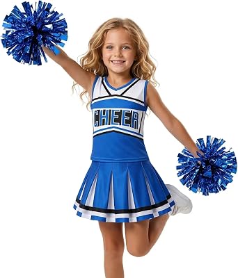Koatobbor Girls Cheerleader Costume Cheerleading Outfit Dress for Halloween Party Birthday Gift