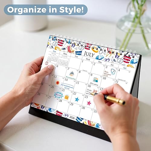 Miniatura 5 de CRANBURY Calendario de escritorio pequeño 2023 - (8 x 6 pulgadas, estaciones), calendario de escritorio de pie, diseños mensuales coloridos,