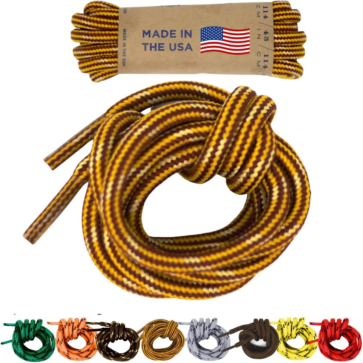 Mercury + MaiaHoney Badger Boot Laces, USA Made Indestructible Shoelaces, Round Heavy Duty Bootlaces for Work & Hiking