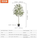 VEVOR Artificial Olive Tree, 5 FT Tall Faux Plant, Secure PE Material & Anti-Tip Tilt Protection Low-Maintenance Plant, Lifelike Green Fake Potted Tree for Home Office Warehouse Decor Indoor Outdoor