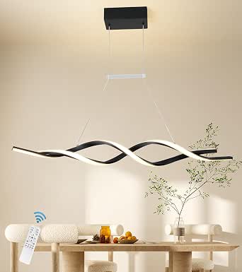 Jaycomey Modern Chandelier with Remote, Dimmable LED Dining Room Light