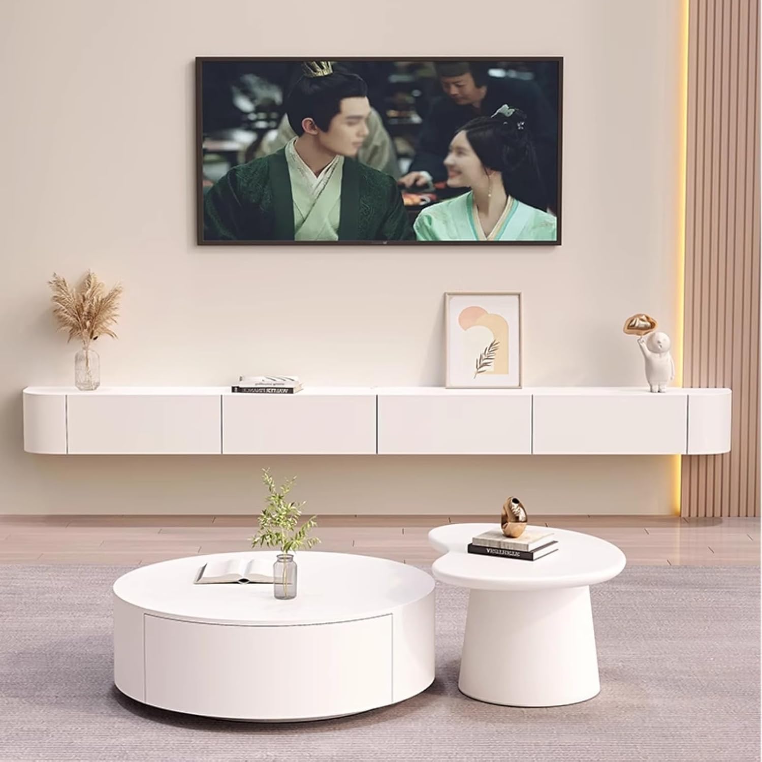 Floating TV Stand Suspended TV cabinet Wooden under TV storage cabinet ...