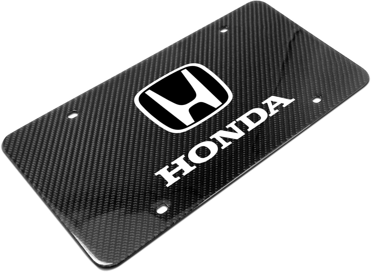 iPick Image for Honda Black Carbon Fiber Look Graphic Special Aluminum Metal License Plate for Decorative