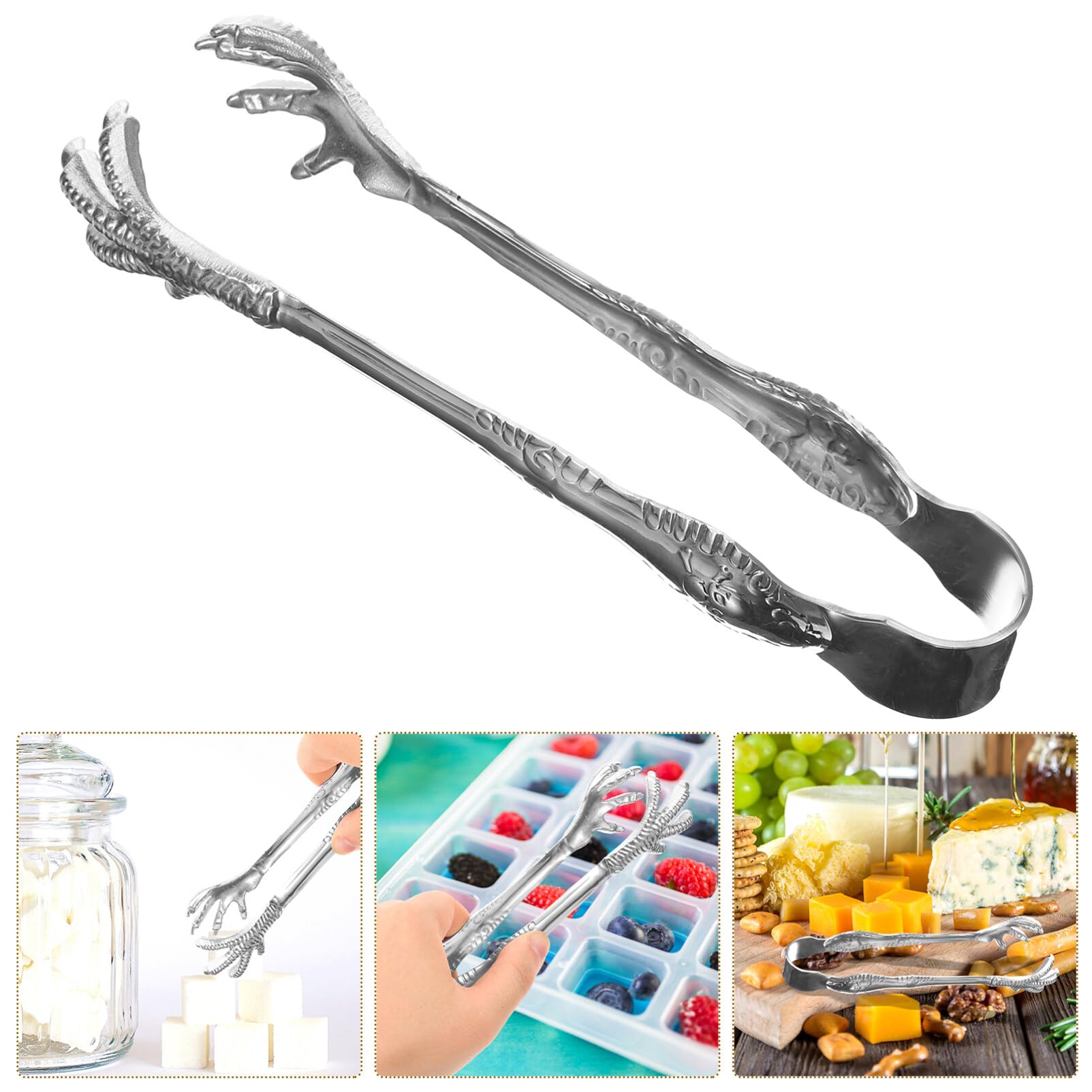 Gatuida Pinze Acciaio Inossidabile Con Design Artiglio Per Servire e Grigliare Cibo Frutta e Ghiaccio Utensile Da Cucina Versatile e Portatile Resistente e Facile Da Usare