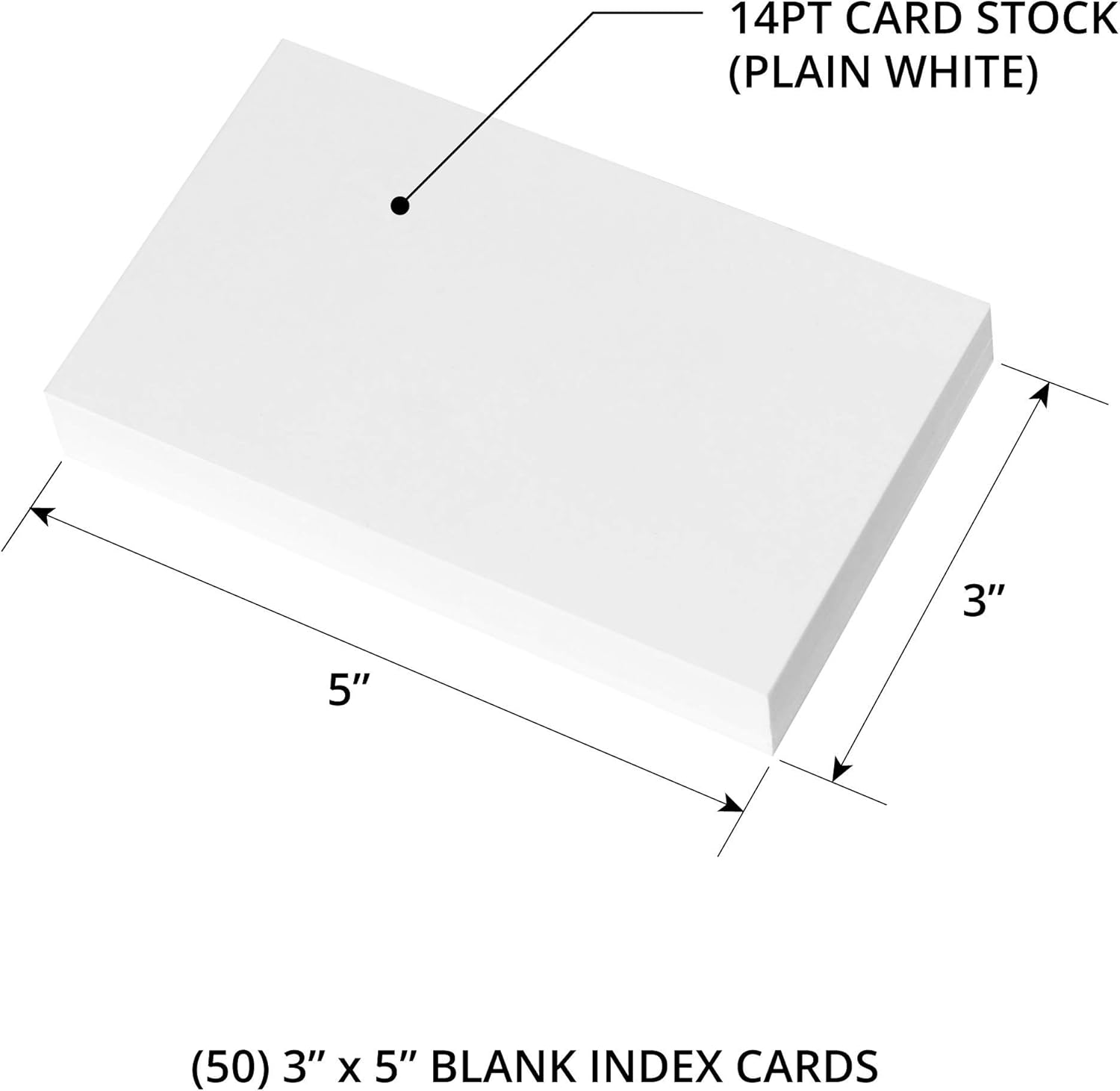 Home Advantage Set of 50 3x5 Index Cards Blank White, Postcards : Office Products