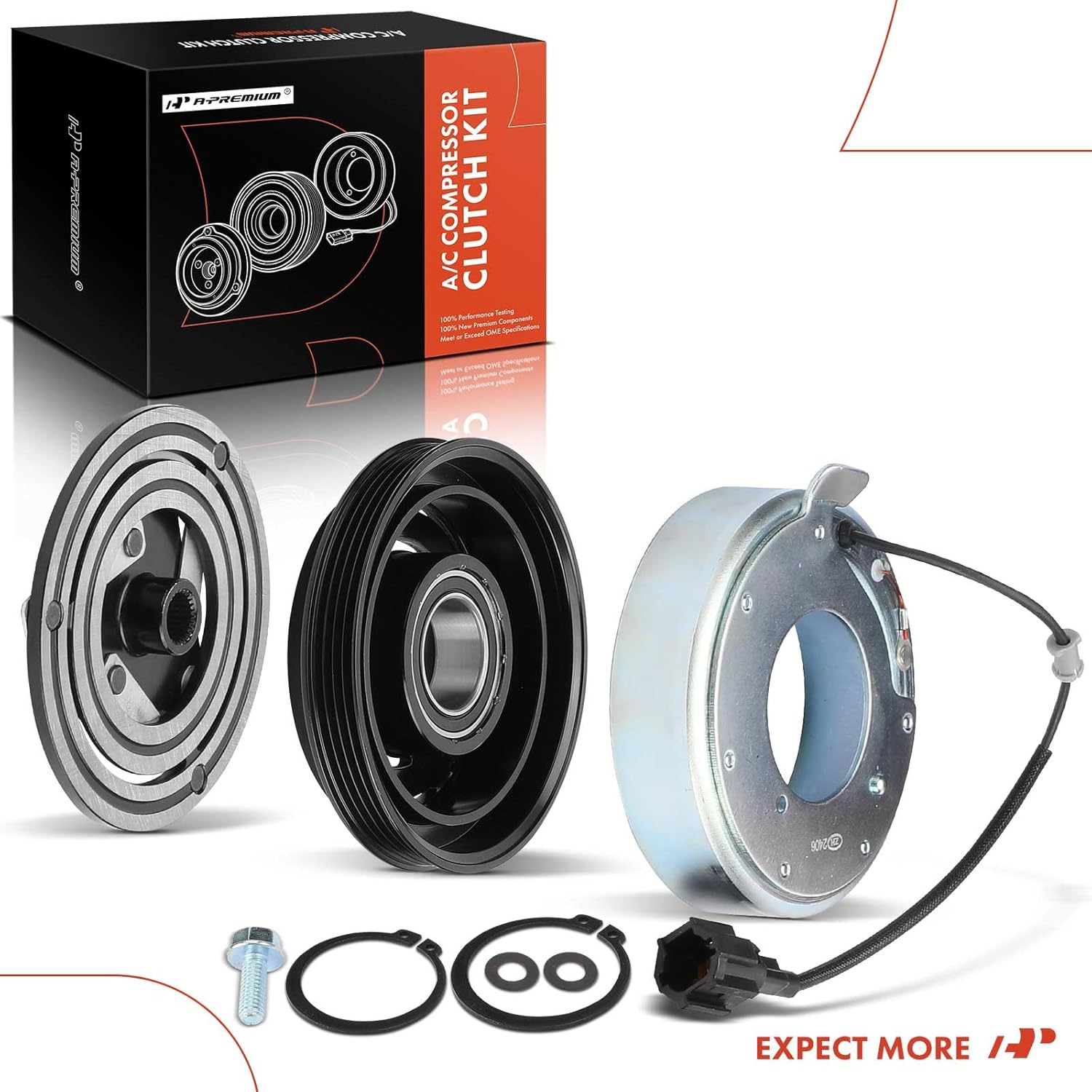 A-Premium Air Conditioner AC Compressor Clutch Kit Compatible with Nissan 350Z 2003 2004 2005 2006, 3.5L