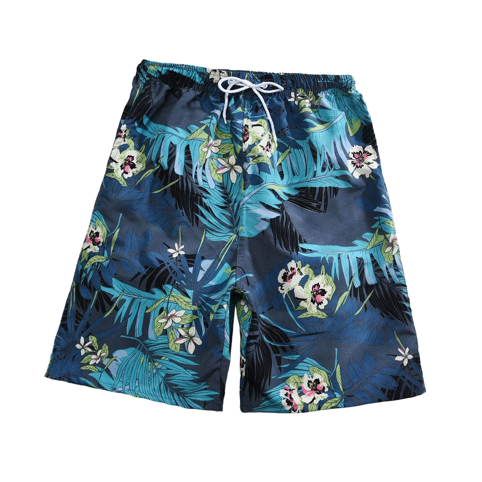 Men's Swim Trunks without Mesh Liner Loose Big Quick Drying Printed Beachwear XL Blue-Clothing Shoes & Accessories - Mens Clothing - Swimwear-image-21