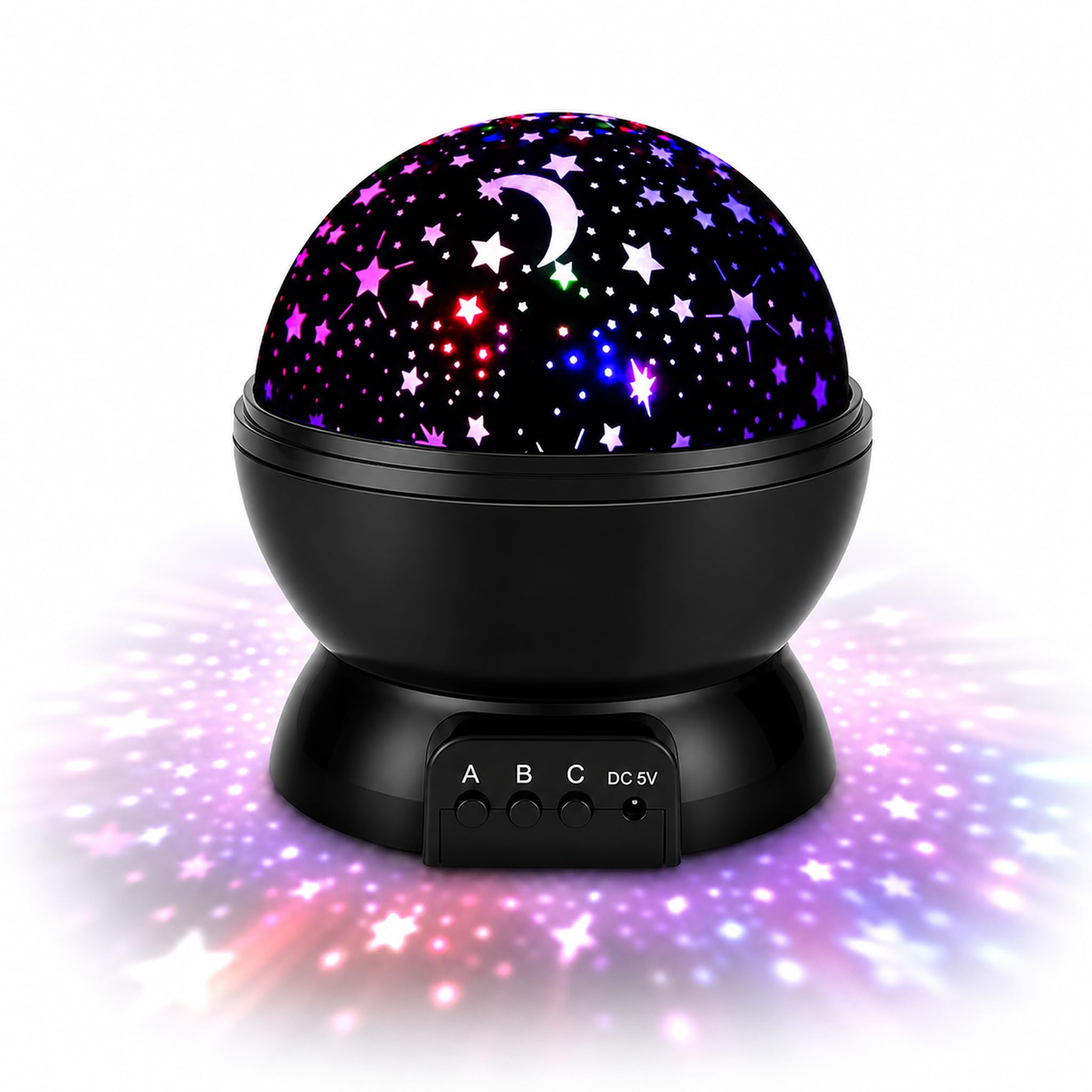 Sensory Toys for Babies 0-12 Months, Star Night Light Projector, black