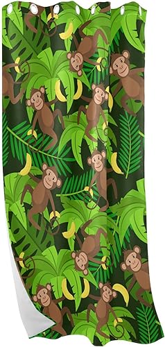 Miniatura 7 de Wudan Cortinas de hojas de palmera de plátano y mono de 84 pulgadas de largo, cortinas para dormitorio y sala de estar, cortinas de piso a techo,