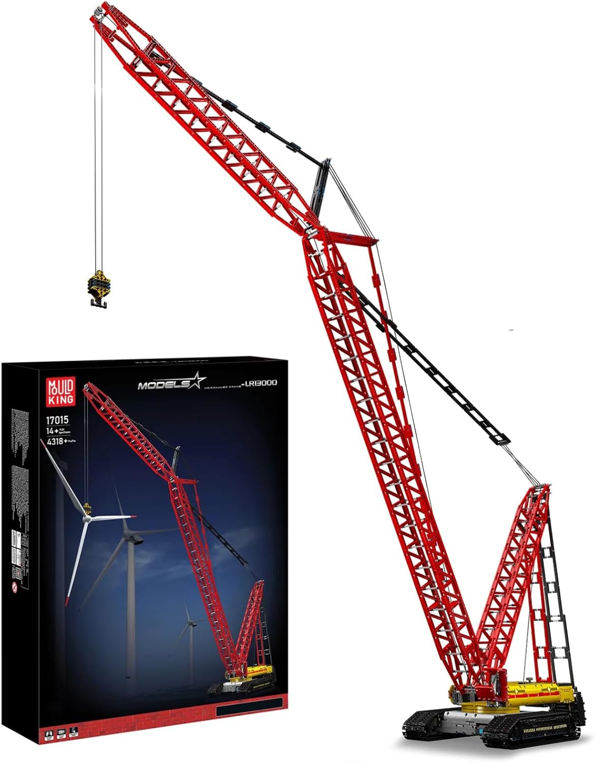 Mould King 17015 RC Crawler Crane Building Kit with Motors - 4318pcs Heavy Duty Motorized Crane for Adults