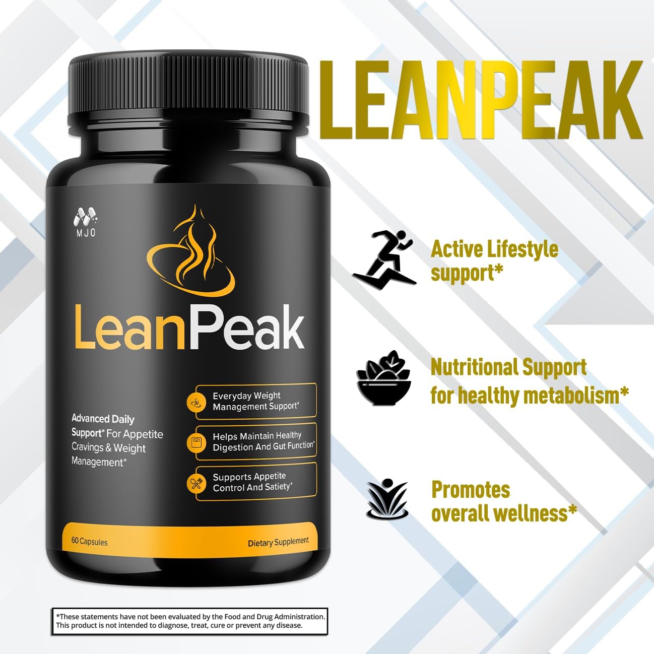 Lean Peak Capsules, Official LeanPeak Pills with All Natural Ingredients, Advanced Leanpeak Overall Health and Wellness Supplement for Natural Maximum Strength Healthy Lifestyle Support (60 Capsules)