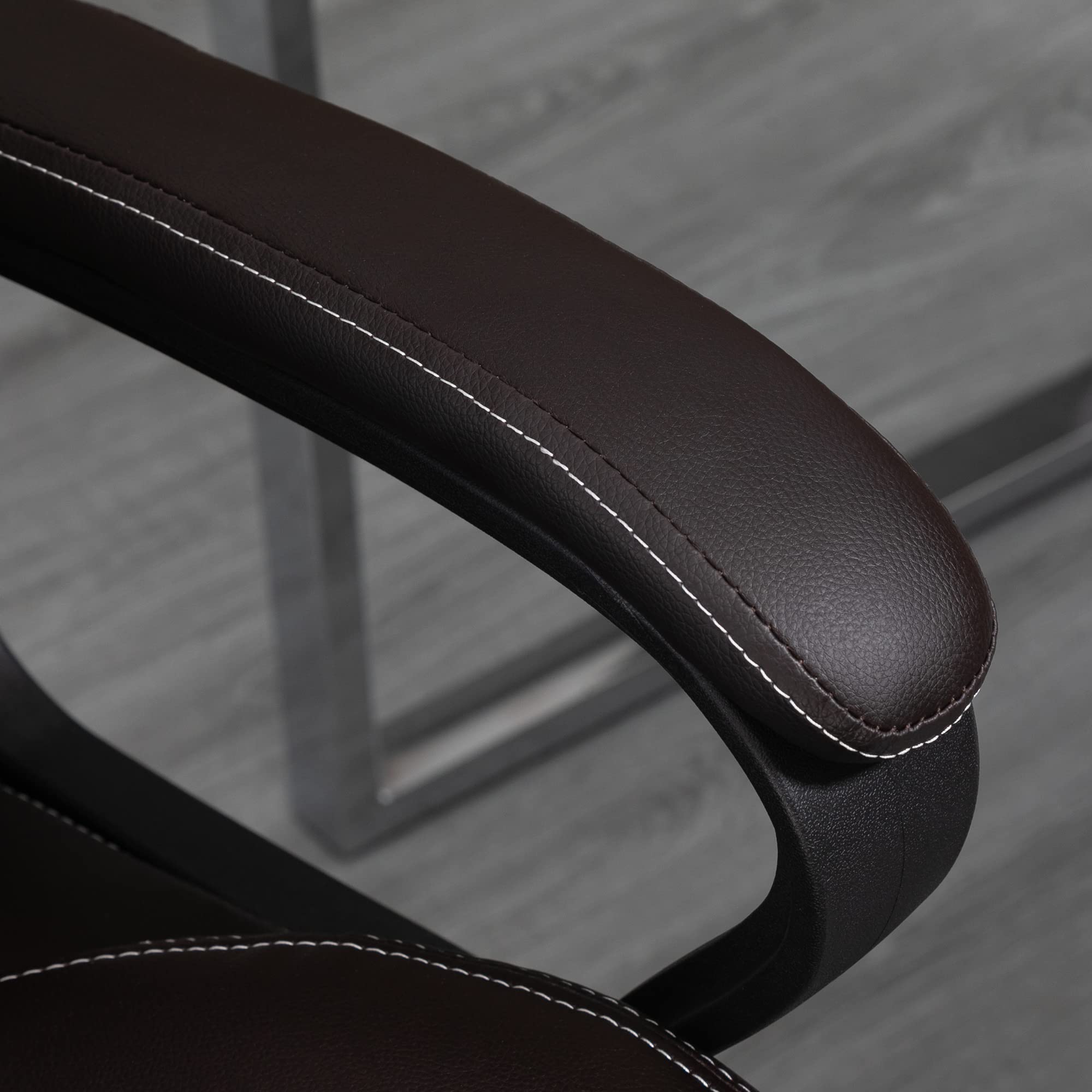 Vinsetto Bürostuhl mit Massagefunktion, Ergonomischer Chefsessel mit Vibrationsmassage, Wippfunktion, Höhenverstellbarer Schreibtischstuhl Drehstuhl, Braun