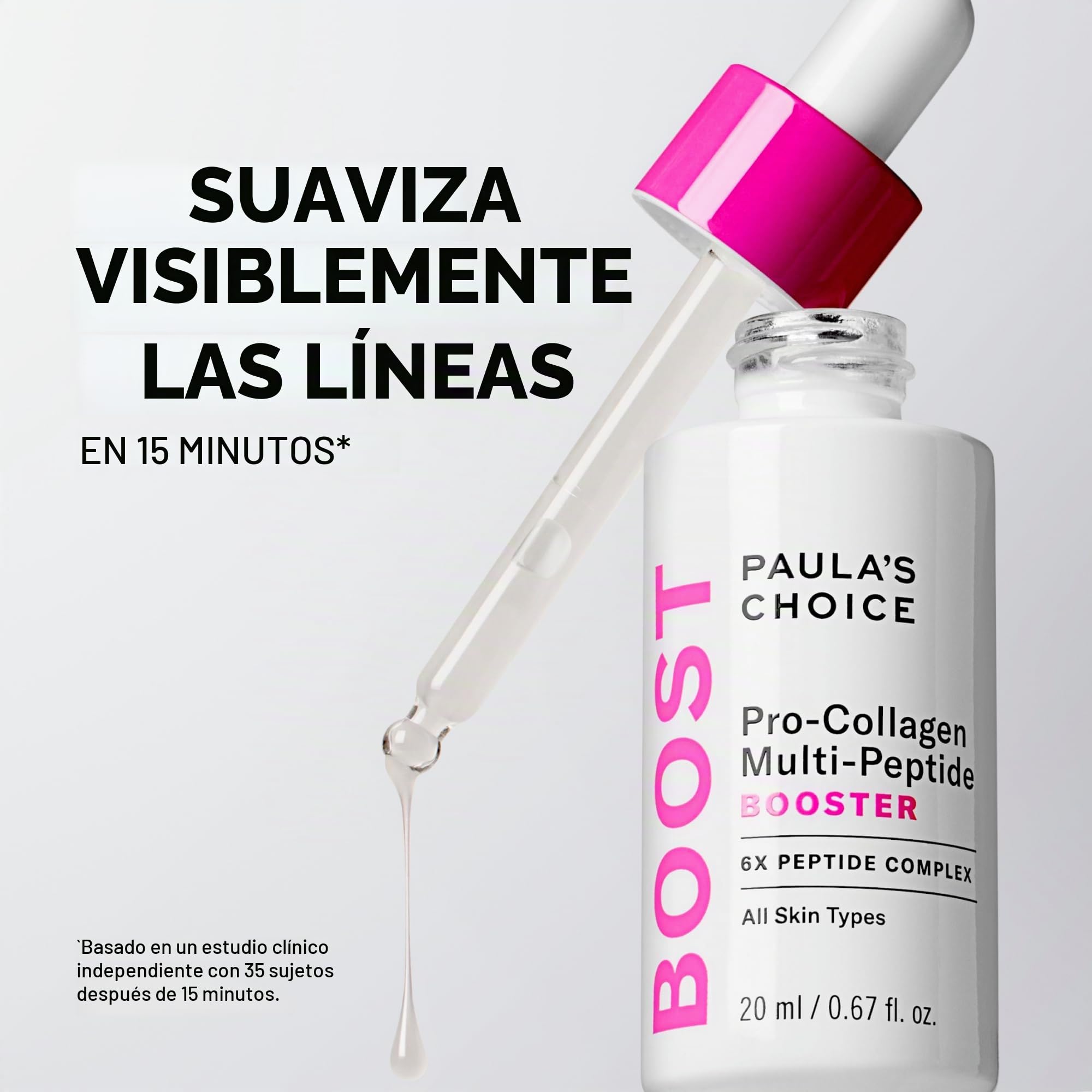 Paula's Choice Booster Pro - Colágeno Multipéptid, Suero Facial, 20 ml | Tratamiento Facial - Antiedad Reduce Visiblemente las Finas Líneas y las Arrugas - con Aminoácidos & Ácido Hialurónico