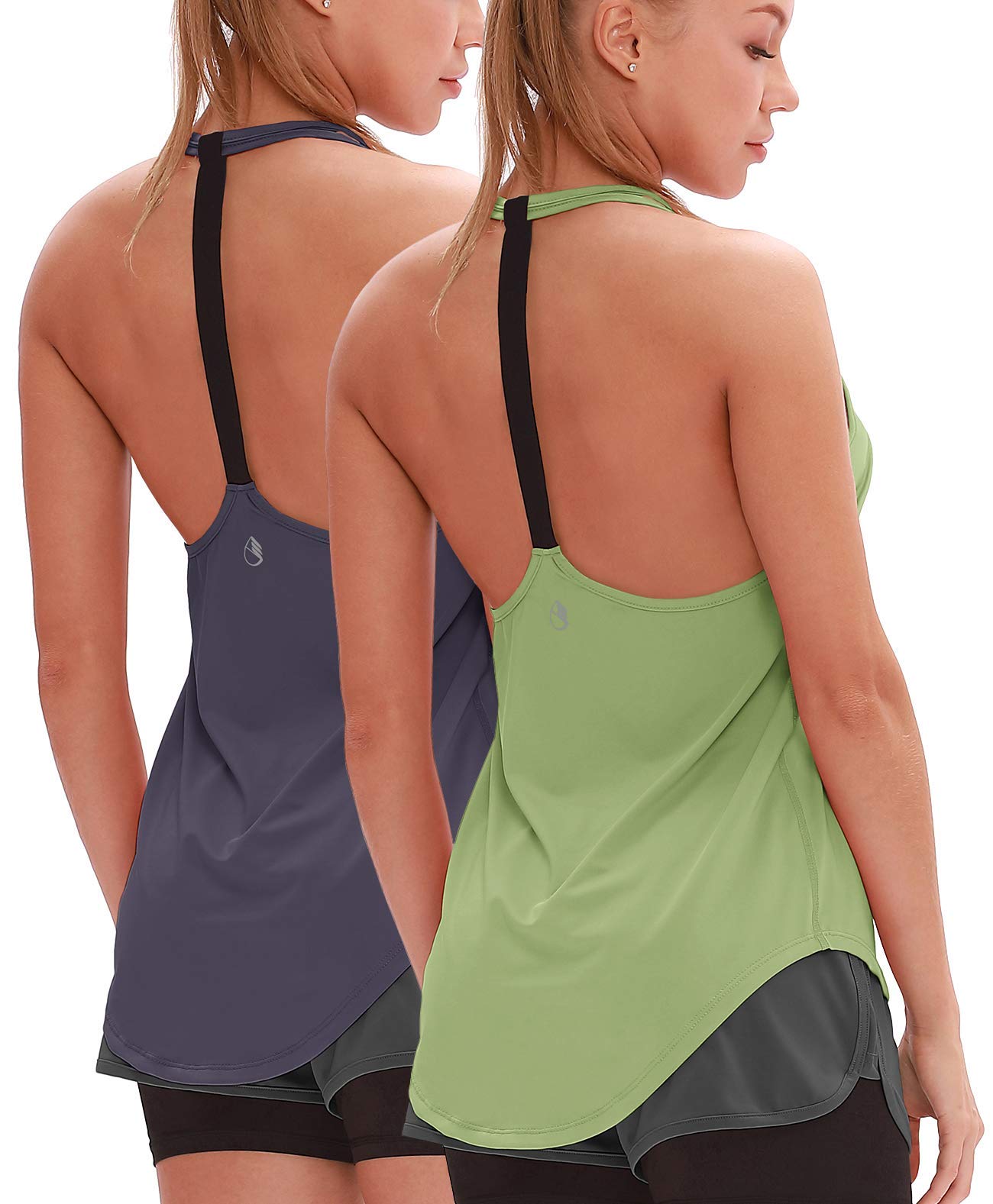 icyzone Workout Tank Tops for Women - Athletic Yoga Tops, T-Back Running Tank Top