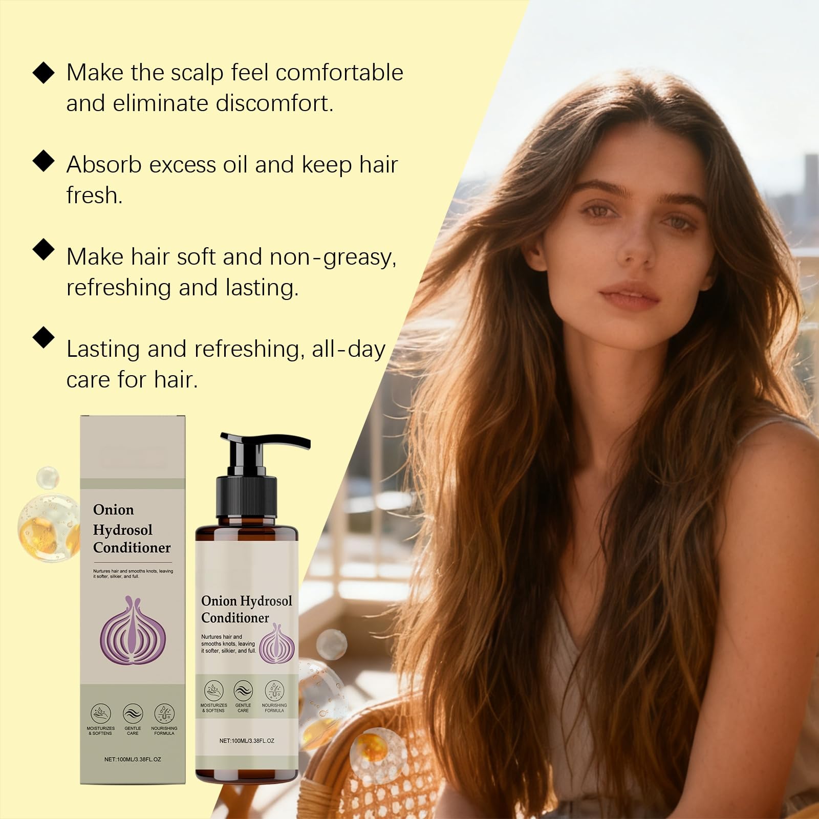 Shampoo e balsamo con idrolato di cipolla, biotina e rosmarino - Cura delicata per capelli morbidi e morbidi, riduce la rottura dei capelli, dona volume e lucentezza (4 pezzi)