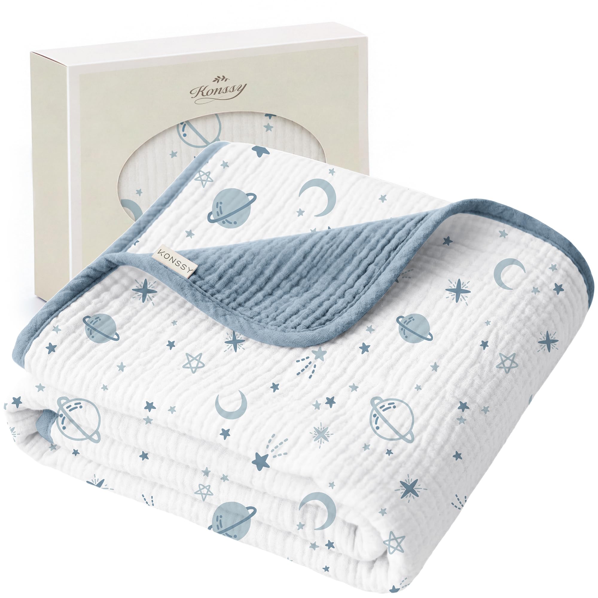 Konssy cotton muslin blanket with star pattern