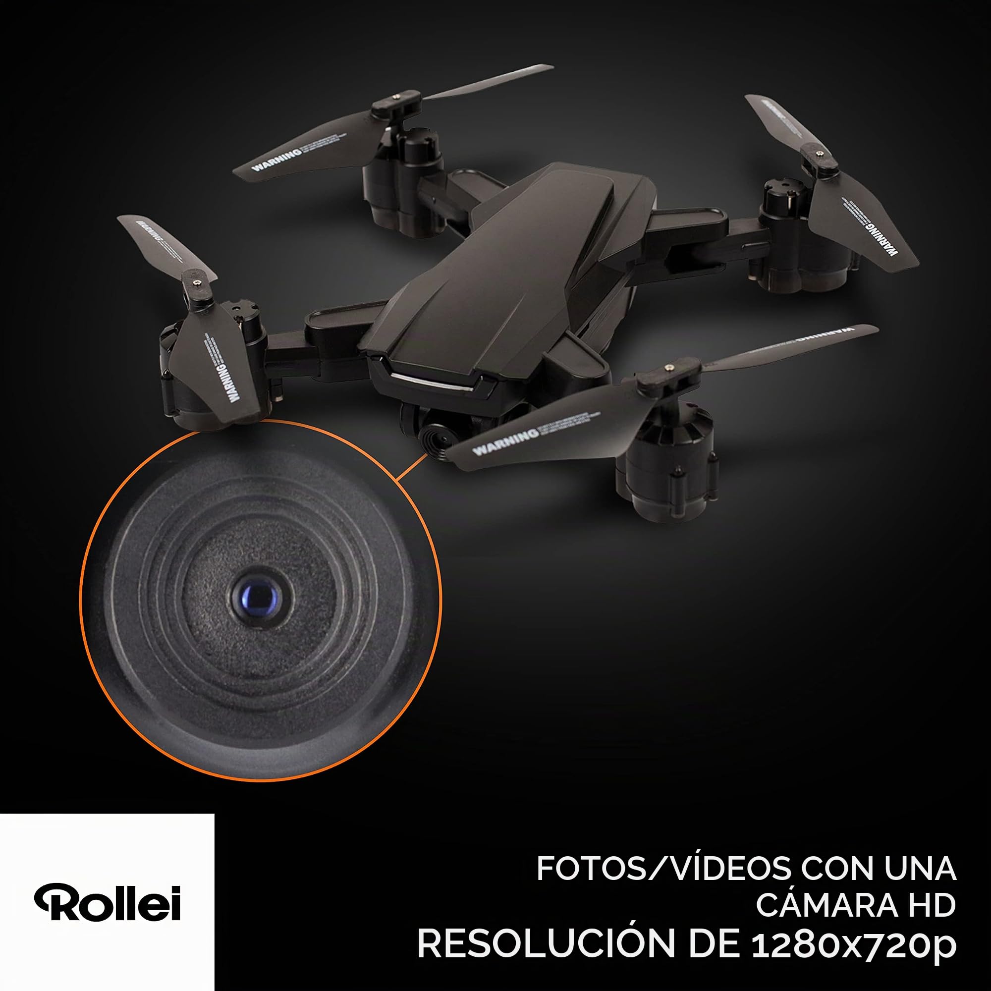 Rollei Fly 60 Combo Drone, transmisión de imagen WiFi en vivo, giroscopio de 6 ejes, tiempo de vuelo largo, control de aplicación e incluye servicio remoto