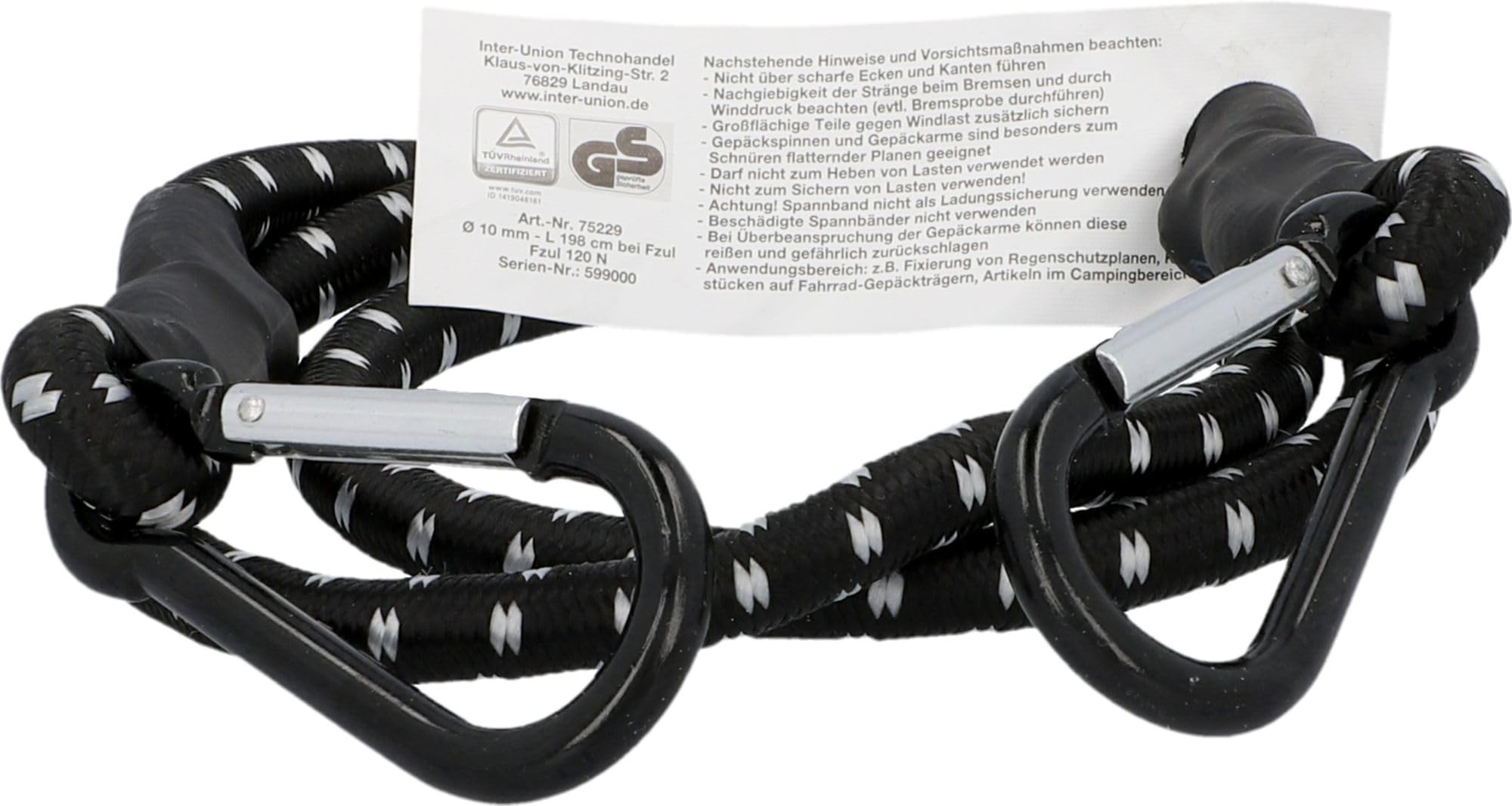 Unitec 75229 napinacz do bagażu z karabińczykiem, 100 cm