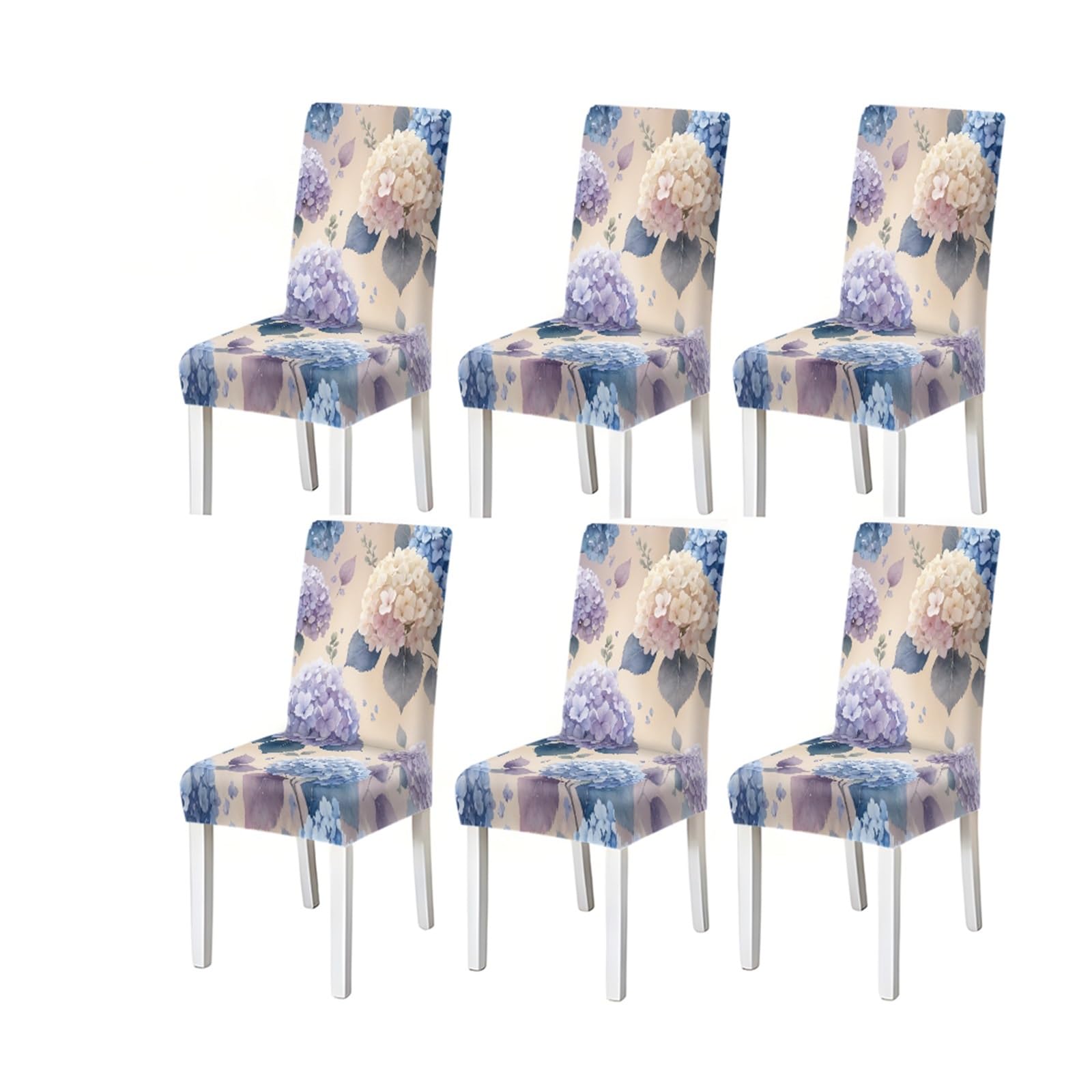 KXUAUV Watercolor Hydrangea Floral Print Stretch Dining Chair Covers, For Home Kitchen Dining Room Party, 2/4/6 PCS Seat Protectors for Restaurant Hotel Party(6PCSChair cover)