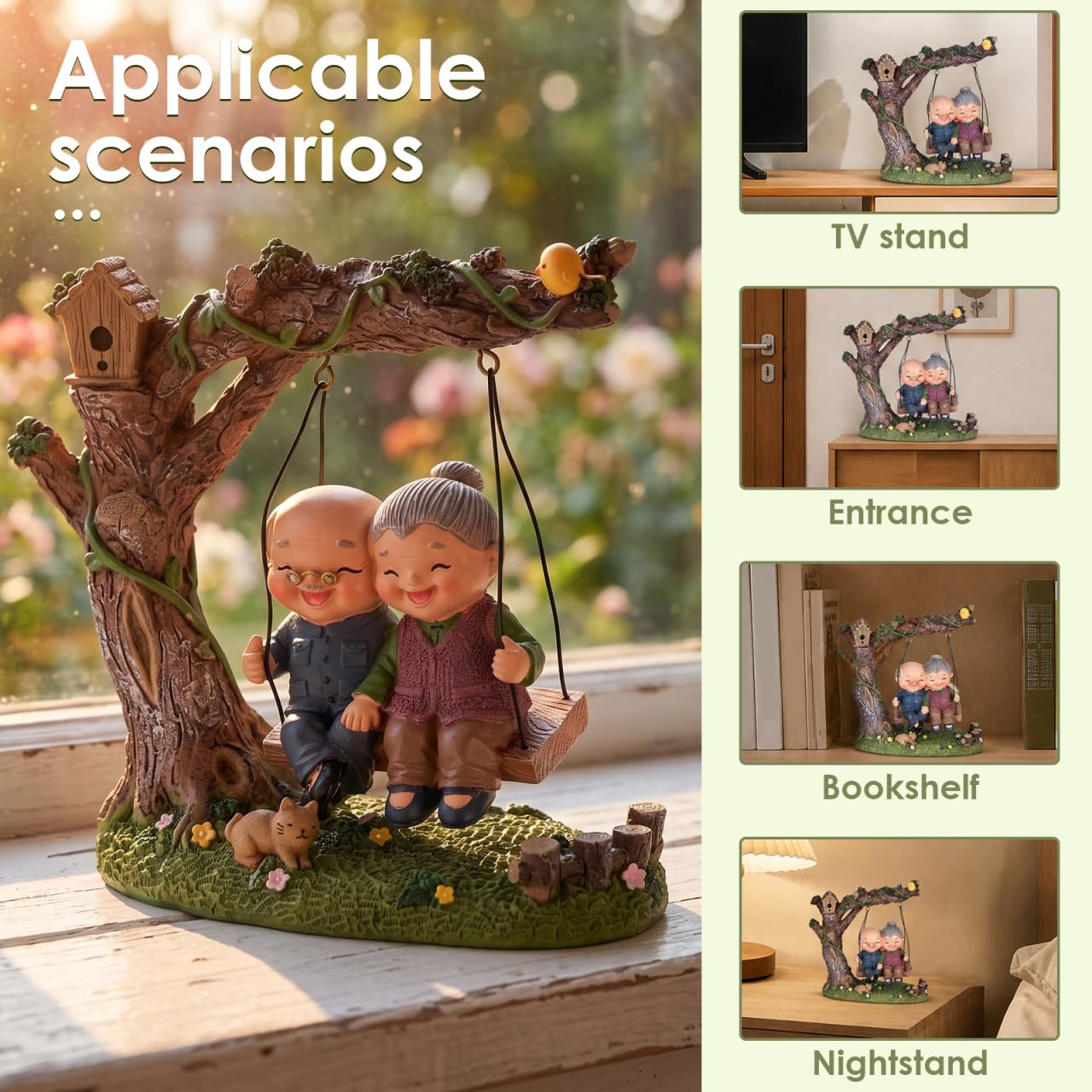 Cabilock Lot de 2 Figurines de Couple marié - Figurine décorative en résine - Statue de Couple d'amoureux - pour Noël, Anniversaire, décoration de Table - Idée - Statue de Grands-Parents