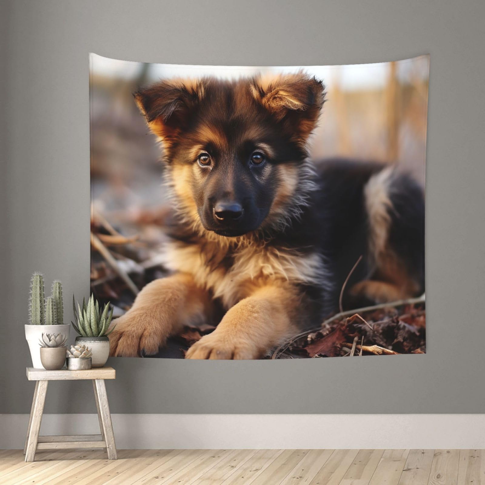 FodPand German Shepherd Puppy Tapestry for Bedroom Aesthetic, Wall Hanging Tapestries Art Decor Backdrop Wall Tapestry for Dorm Living Room Funny Poster Party Banner Background 51" X 60"