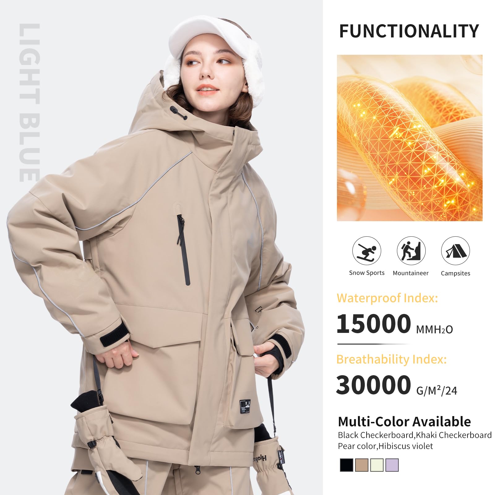 Giacca da sci da snowboard invernale impermeabile isolata antivento ampia calda giacca con cappuccio per uomo donna