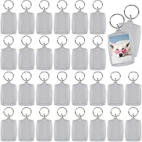 Vista 1 de IFAMIO 30 piezas de marco de fotos llavero titular de fotos llaveros de plástico transparente en blanco personalizado inserto de imagen de plástico