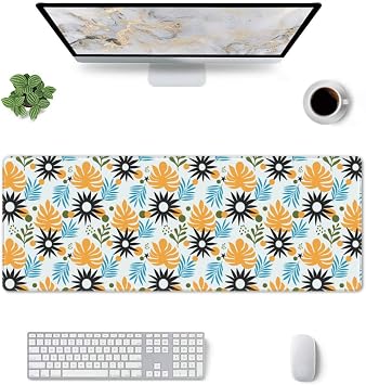 Abstract Palm Quill for Large Mouse Pad 31.5 x 11.8in Gaming Desk Mat for Keyboard and Mouse with Anti-Slip Rubber Base Waterproof for School Office Home
