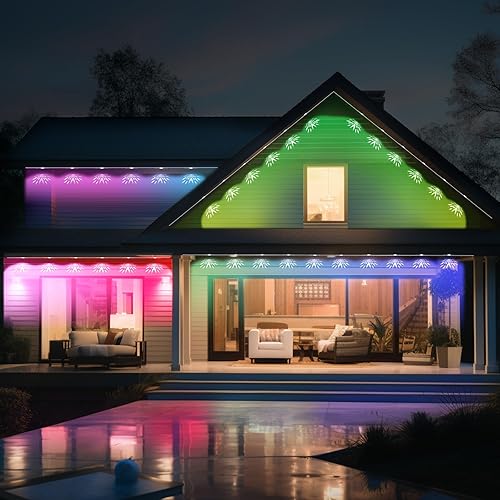 Miniatura 2 de LemonNova Luces permanentes para exteriores Pro, 30 pies con 22 luces LED blancas cálidas y frías, luces de aleros estrellados IP67 impermeables,