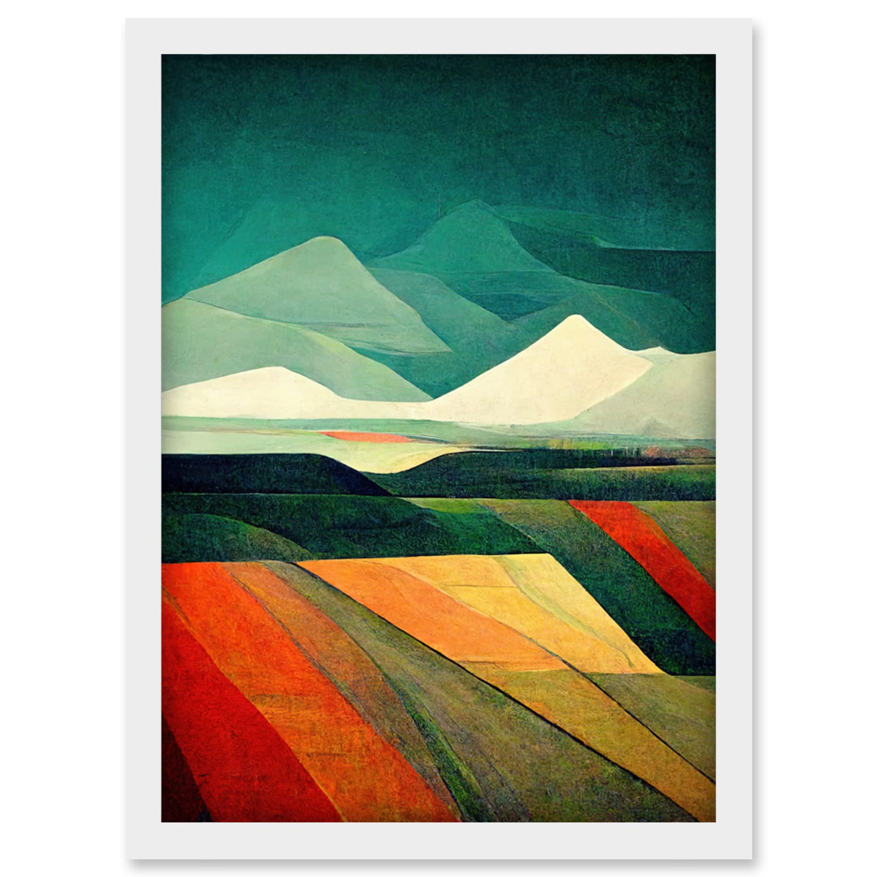 Doppelganger33 LTD Modern Semi-Abstract Colourful Landscape Artwork Framed Wall Art Print A4