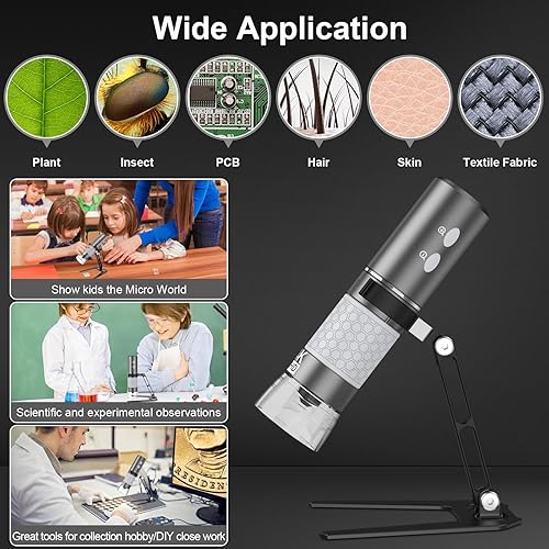 Miniatura 6 de Bysameyee Microscopio digital inalámbrico 4K HD Microscopio Wi-Fi Cámara Lupa digital compatible con iPhone, teléfonos Android y PC (negro)