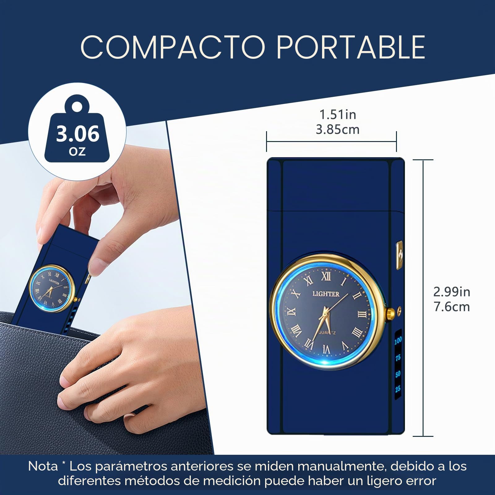 SKRFIRE Encendedor eléctrico de plasma de doble arco, encendedor recargable con indicador de pantalla de batería, encendedores fríos giratorios con caja de regalo para amigos, familia, velas (azul)