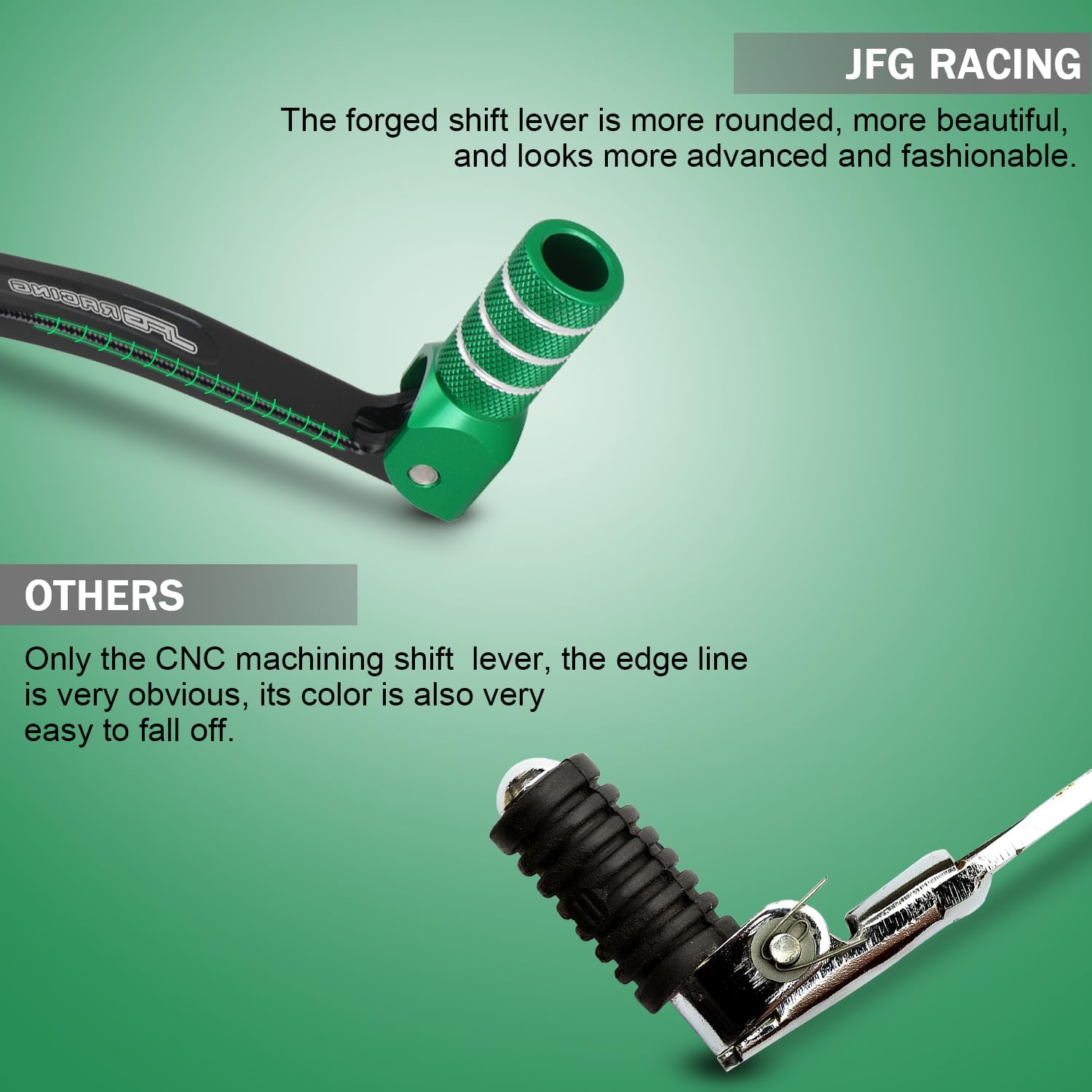 JFG RACING Motorcycle Gear Shifter Folding Shift Lever CNC for KLX 110 KLX110 KLX110L KLX110R 2010-2023 Dirt Pit Bike Green