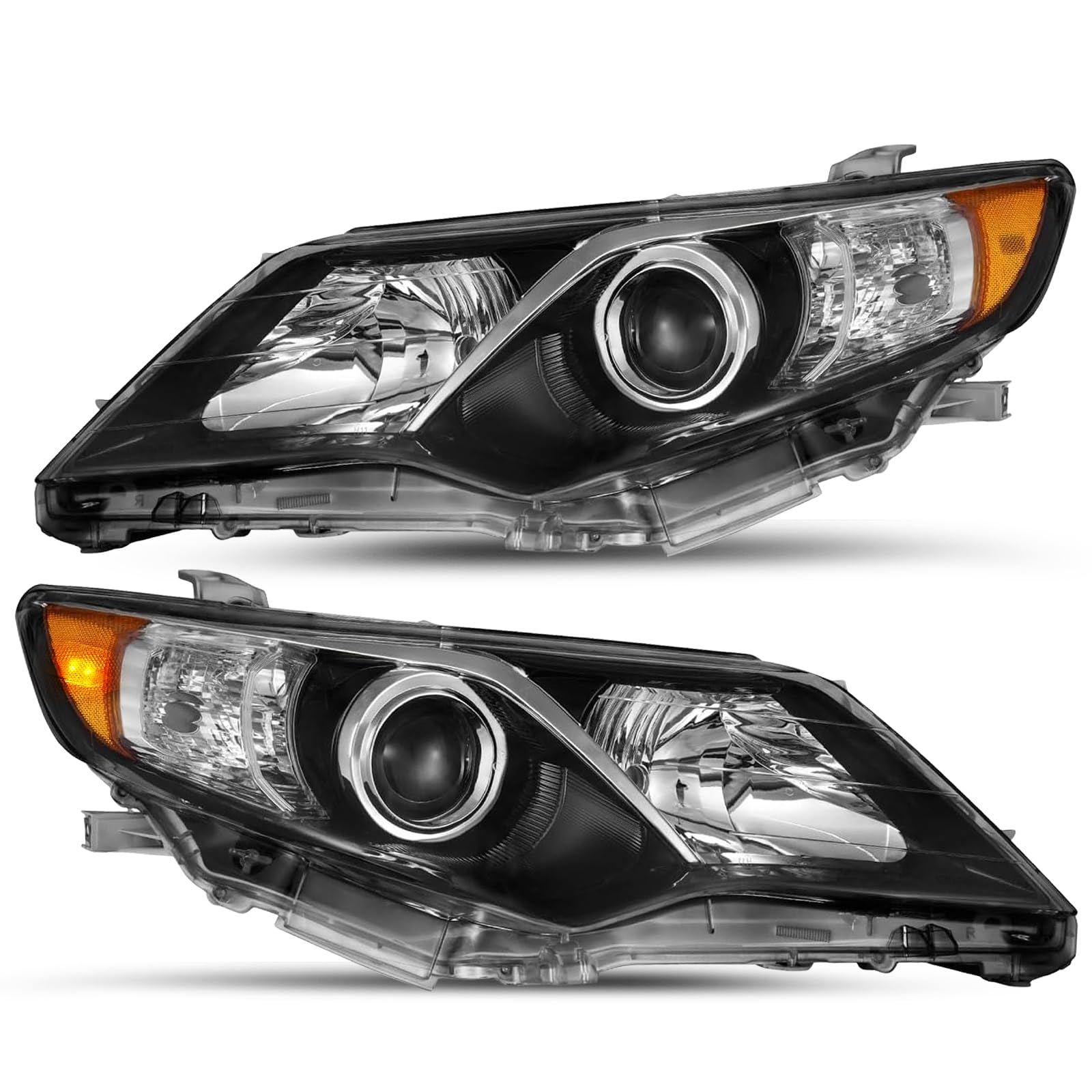 JSBOYAT Projector Headlight Assembly Replacement for 2012 2013 2014 Toyota Camry SELLEXLEHybrid Headlamp Driver Passenger SideBlack Housing & Amber Reflector product thumbnail 3