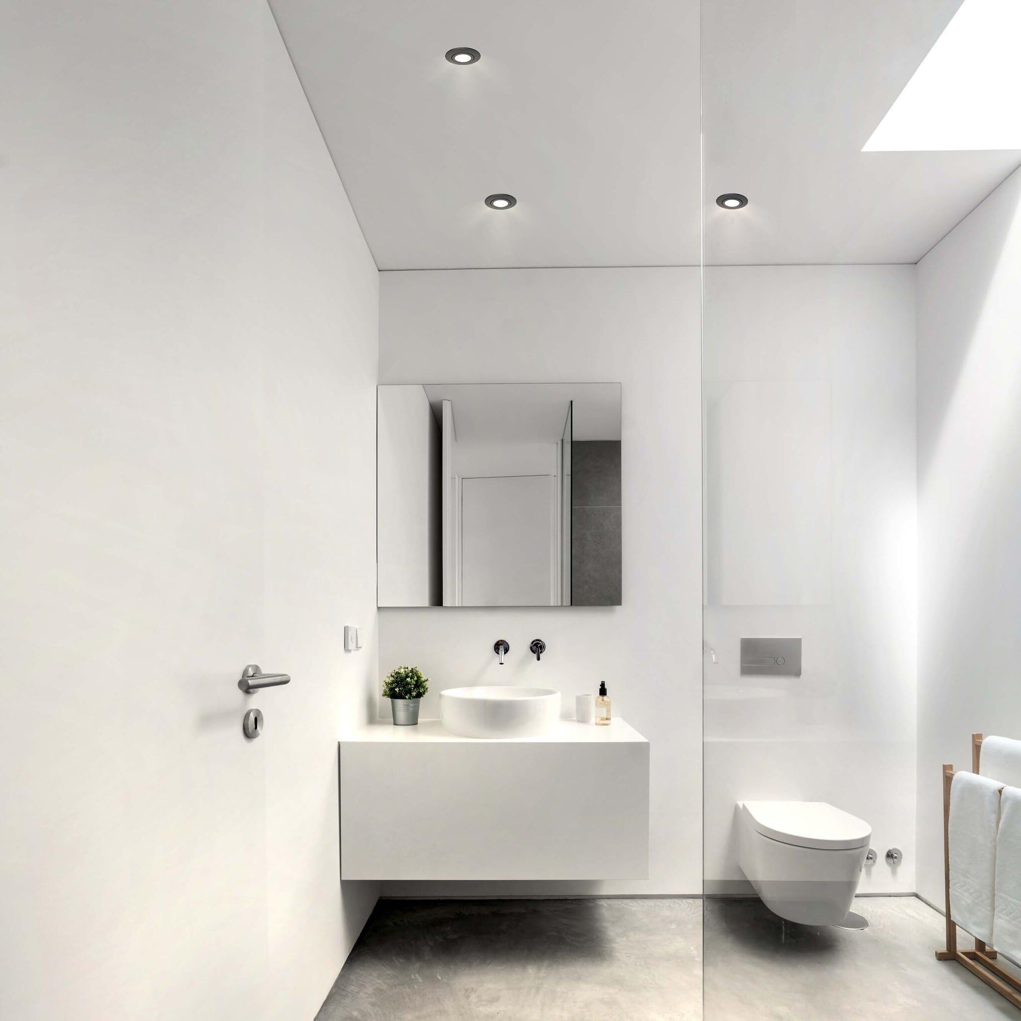 Ledvion LED Einbaustrahler 6er set Schwarz 5W CCT wasserdicht IP65 dimmbar | Einbaumass O75mm; Wasserfest fuer Bad Dusche und feuchte Innenbereiche