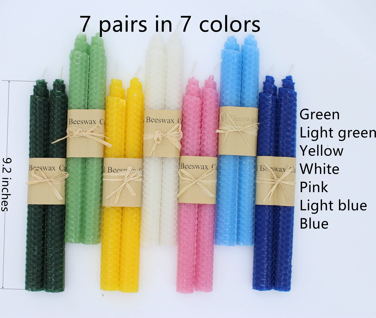XIANGZHU Set of 14 Colorful Beeswax Taper Candles, 9 Inch Tapered Candles Ideal as Dinner Candles - Image 3